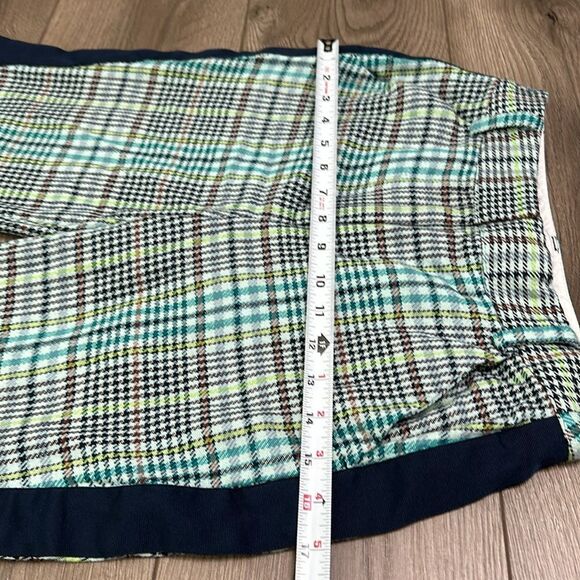 Tanya Taylor Fallon Green‎ Houndstooth Plaid High Rise Semi Flare Pants Size 2 - Picture 8 of 14